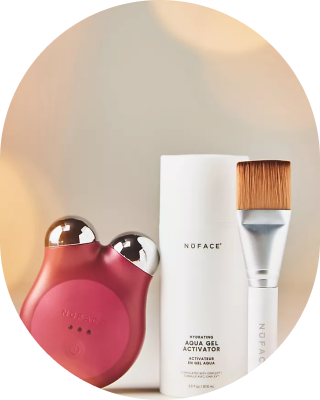 NOFACE skincare tools and products arranged neatly.